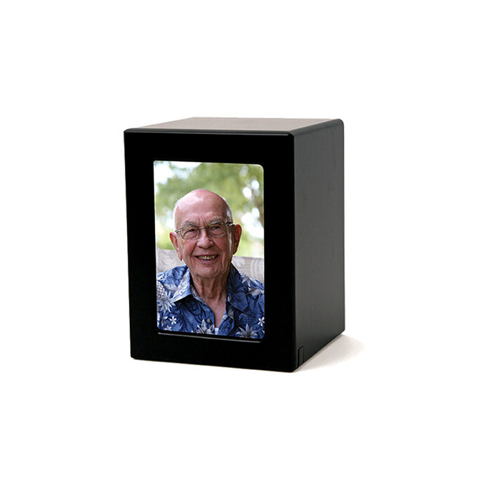 Houten foto urn - S zwart