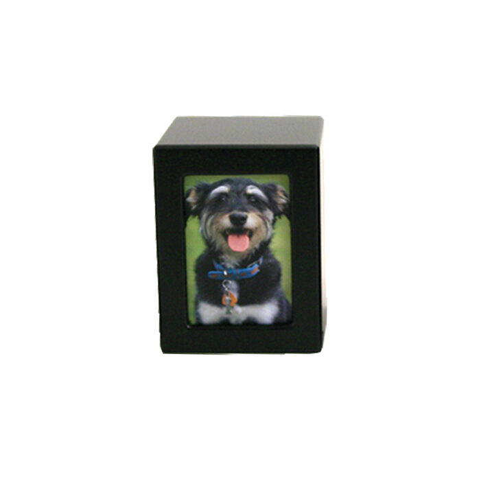 Houten foto urn - M zwart